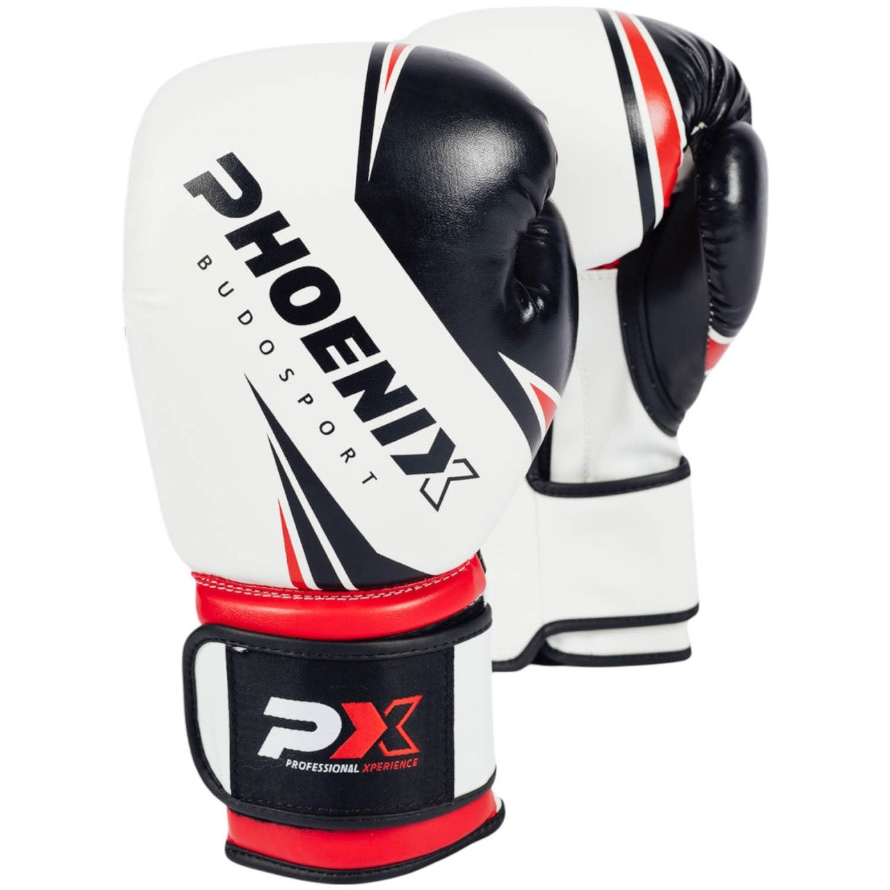 PX Boxhandschuhe Legacy Kunstleder, weiß-schwarz-rot – ergonomische Passform, mit Klettverschluss