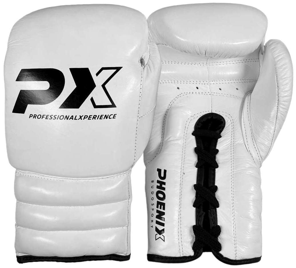 PX Wettkampf Boxhandschuhe Leder weiß – ergonomische Passform