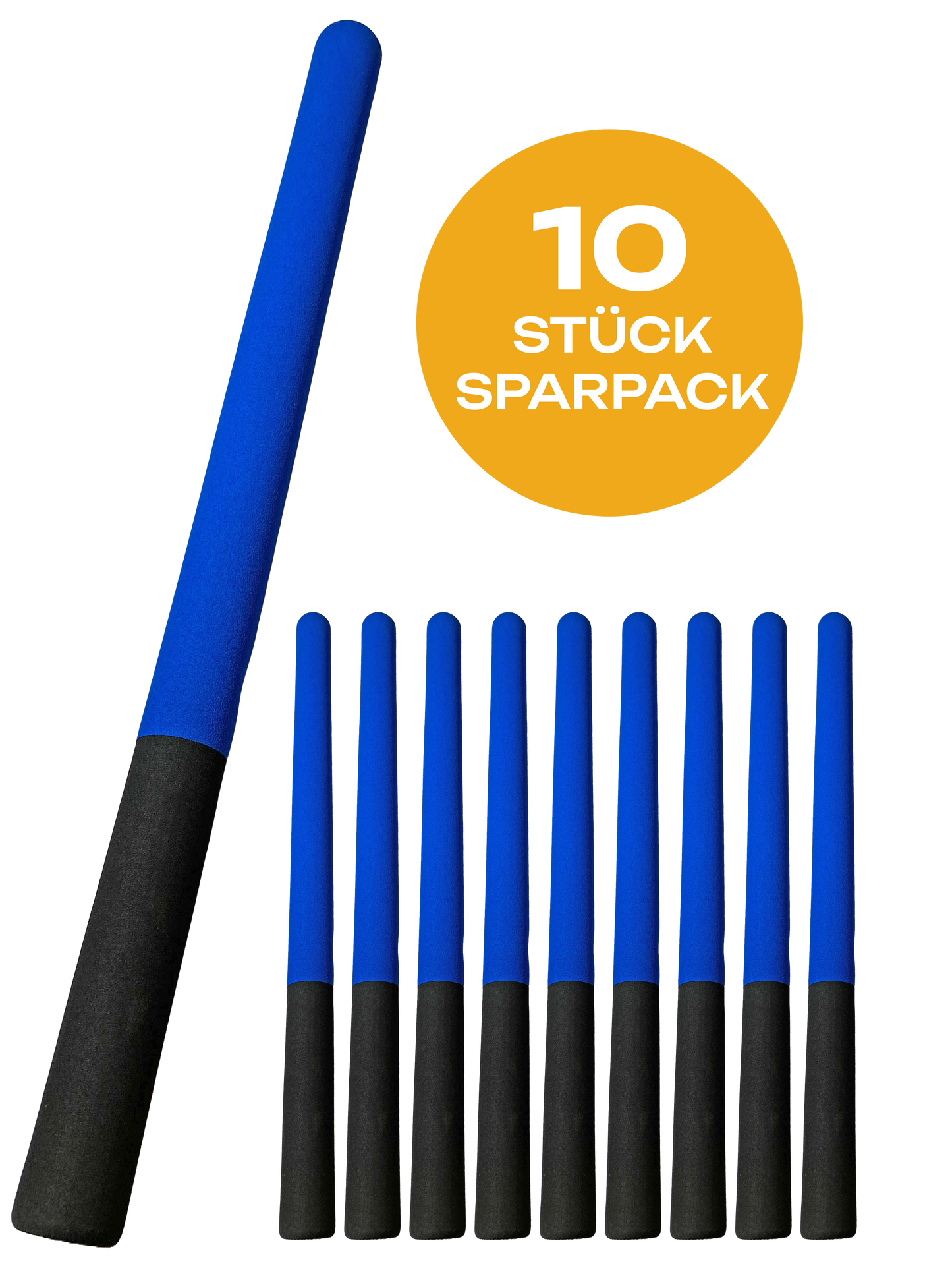 10er Pack Escrima Safety Trainingsstock 61 cm blau-schwarz mit Schaumstoffbezug