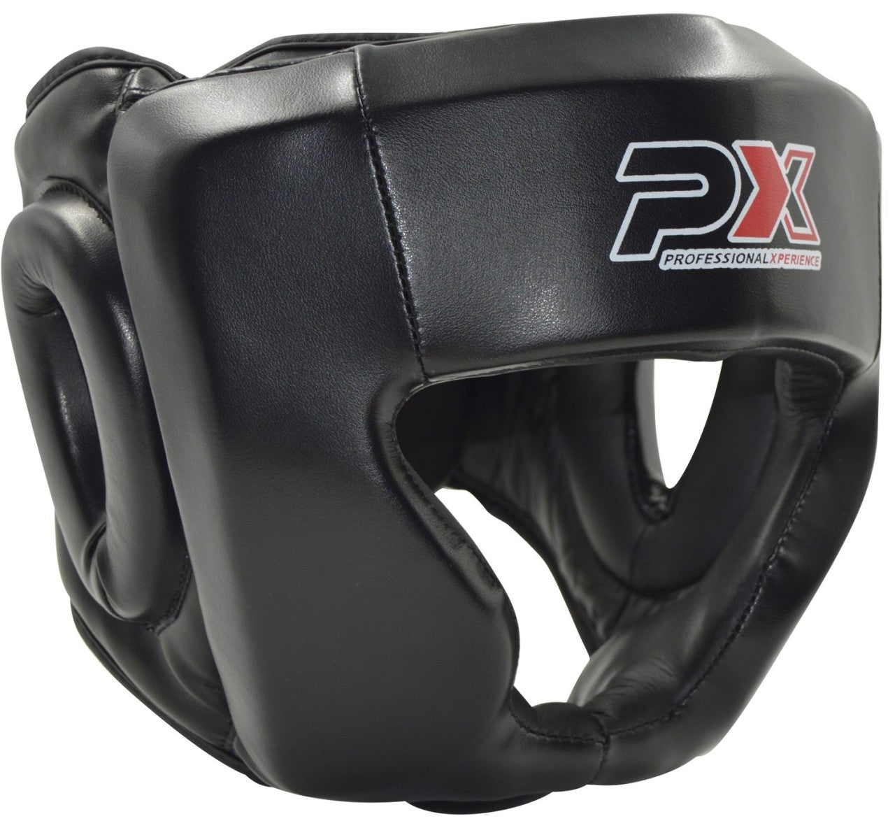 PX Kopfschutz Kunstleder schwarz ergonomische Passform – mit Klettverschluss