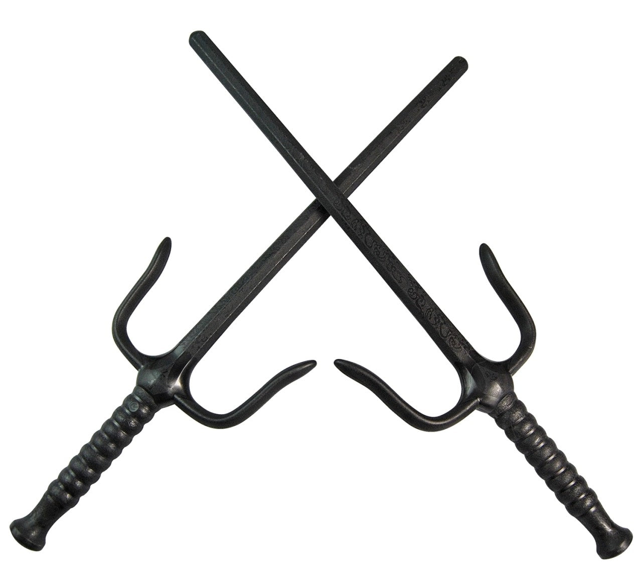 Kunststoff-Sai ca 49.5 cm schwarz paarweise Trainingswaffe aus Kunststoff