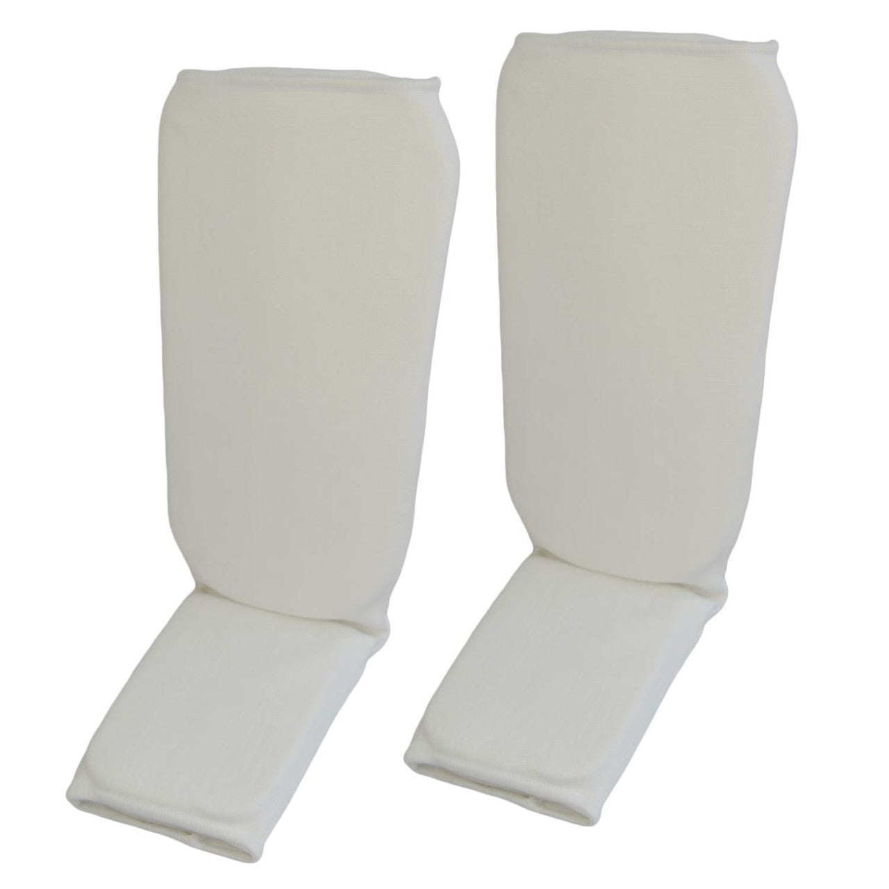 Schienbein- Spannschoner weiß Stoff ergonomische Passform – mit Klettverschluss