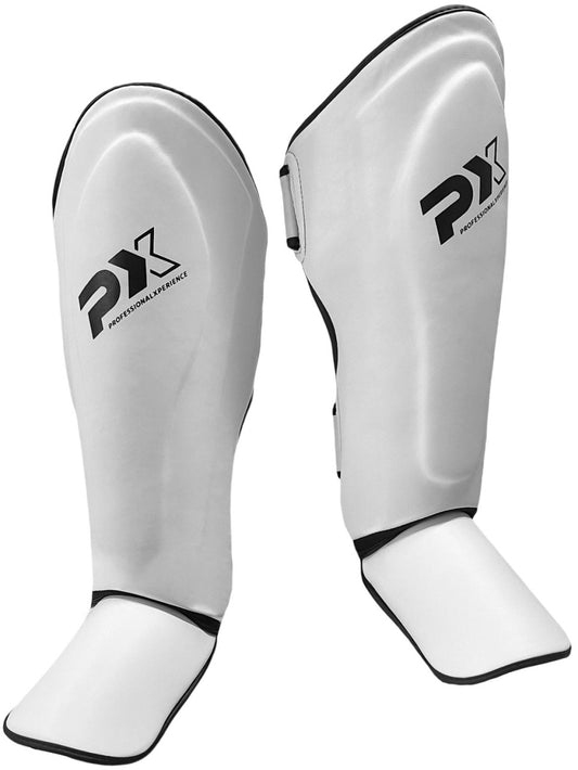 PX Schienbein-Spannschutz FIGHT PRO weiß-schwarz ergonomische Passform – mit