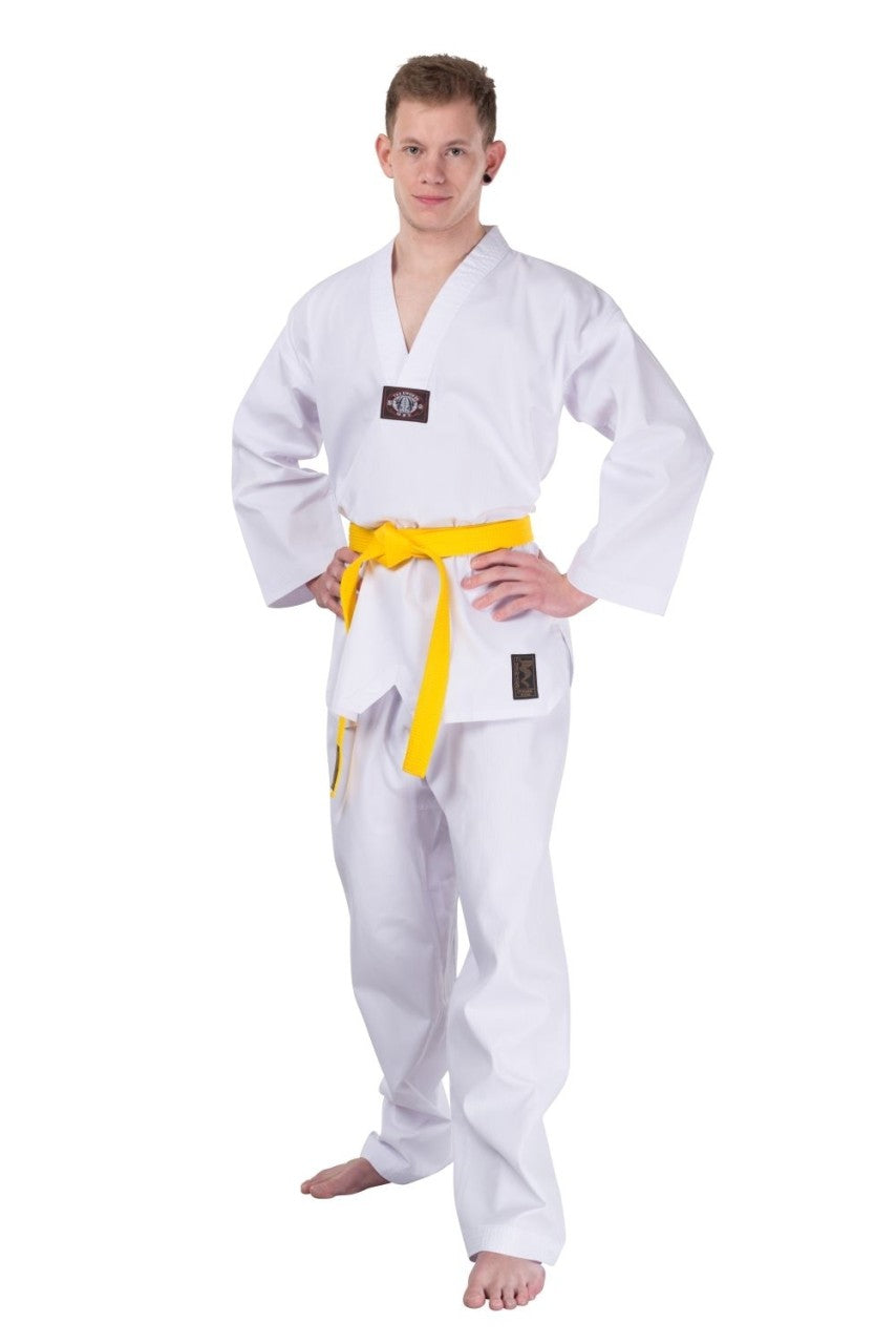 Taekwondo Dobok Ribbed Standard weißes Revers