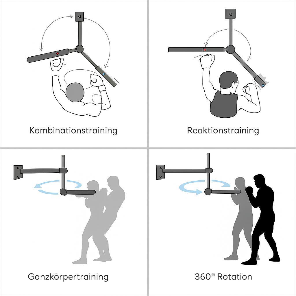 SMAI Boxing Bar Sparringstange 65 cm - Wandmontage, höhenverstellbar, frei rotierend, gepolstert