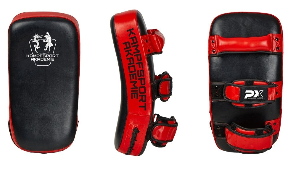 Thai pad, Echtleder, paarweise, schwarz-rot – für Koordinationstraining