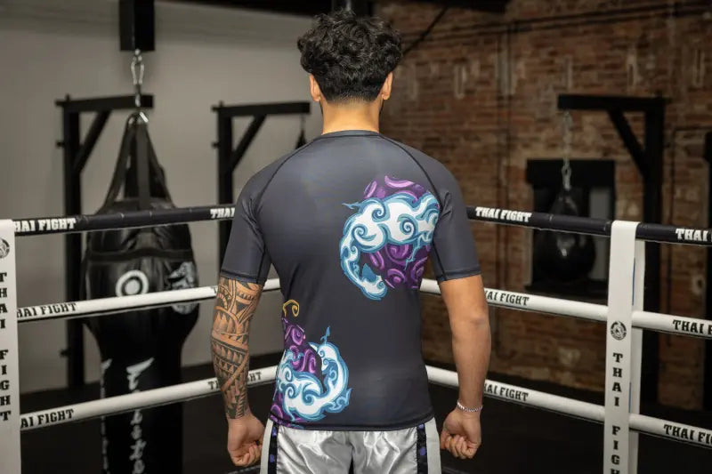 Anime Athletics Rashguard KAMINARI schwarz-weiß Kurzarm Shirt - Jiu Jitsu MMA