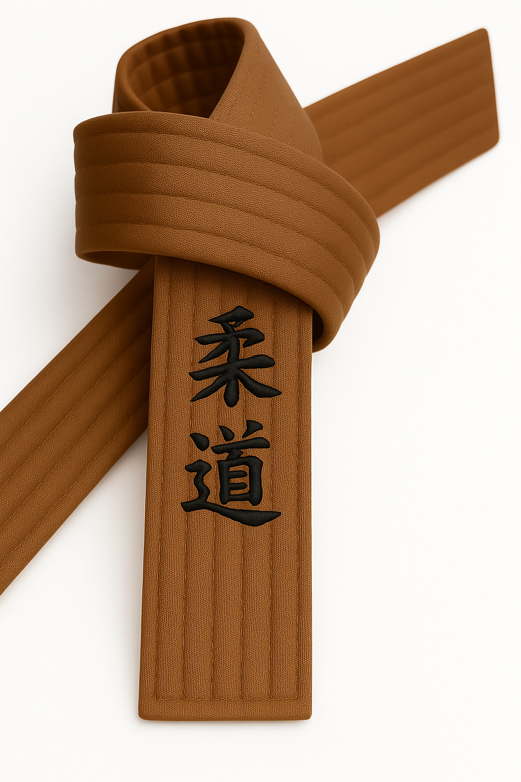 Judogürtel Braun bestickt - Judo Schriftzeichen jananisch - Braungurt mit Kanji Bestickung
