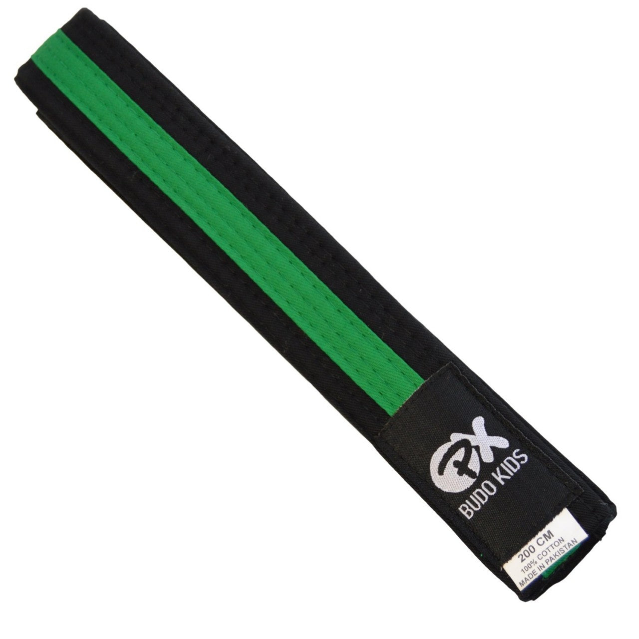 Kinder Budogürtel SOFT - leicht zum Binden, weiche Baumwolle - extra dünn 3,5 cm Breite, schwarz-grün