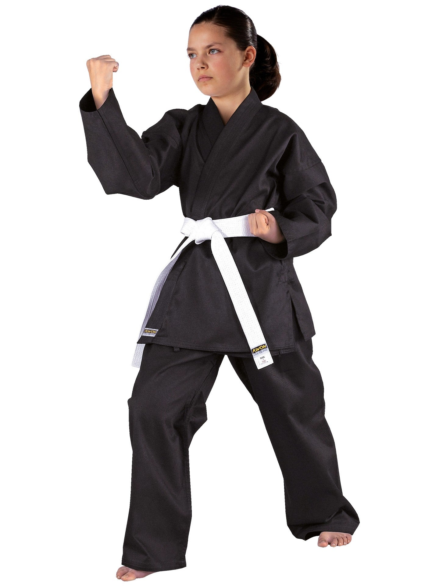 KWON (R) Karateanzug Clubline Shadow - schwarz 8 oz - Karate Gi inkl. Weißgurt