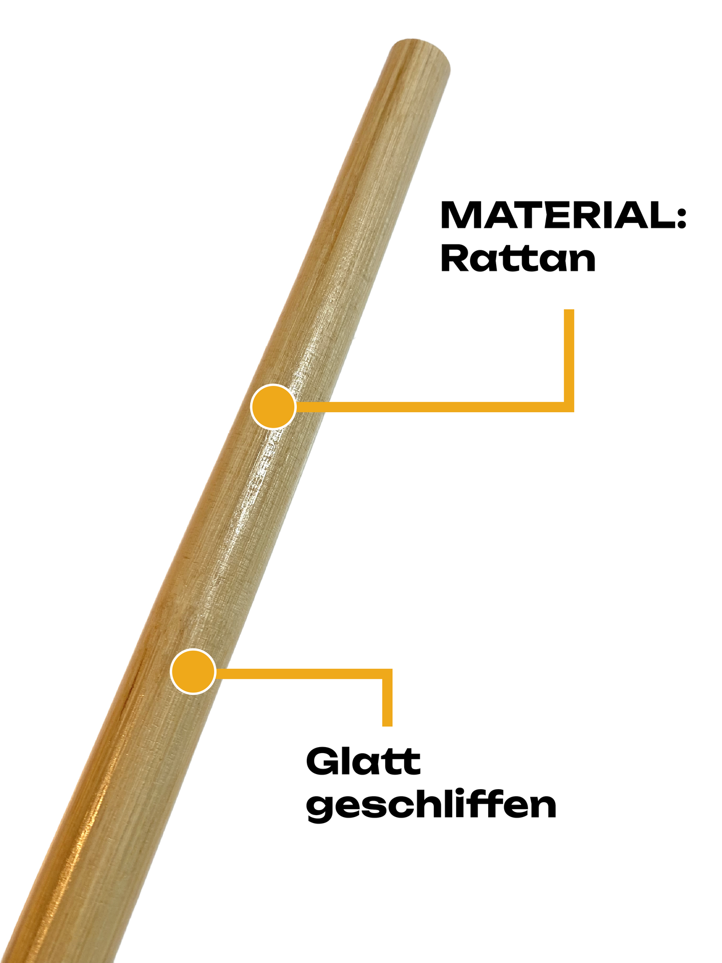 SET Escrima Stock Rattan mit Waffentasche - Stick 65 cm Holz hell - Glatt geschliffen ohne Außenschale