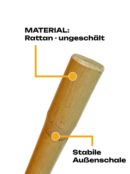 SET Escrima Stock ungeschält mit Waffentasche - 65 cm Rattan Vollkontakt Stick - Ungeschältes Holz mit Außenschale