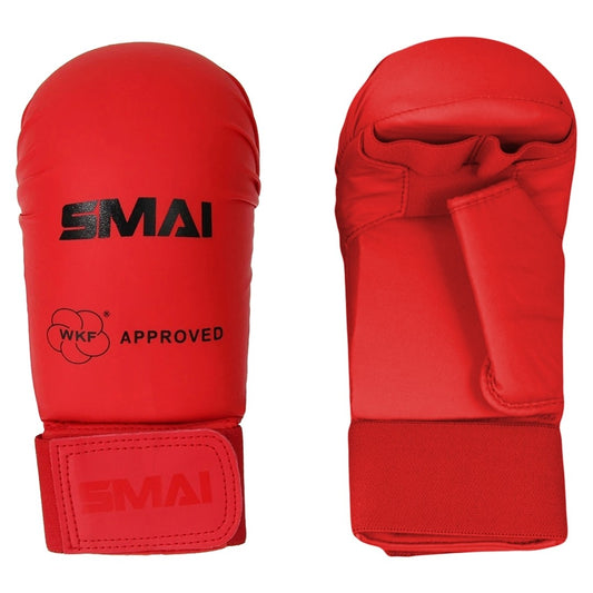 SMAI WKF- Kar-Handschutz m. Daumen rot ergonomische Passform – mit Klettverschluss
