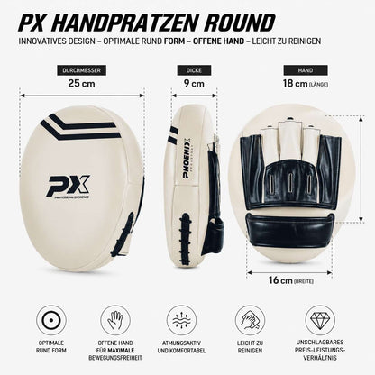 PX Boxpratzen Round - PU stone (Paar) - Runde Handpratze