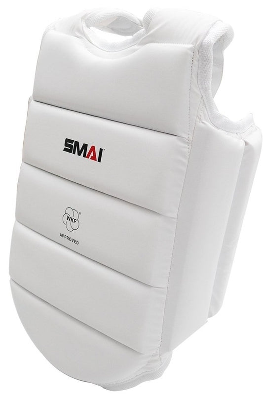 SMAI WKF Karate Weste für Kinder U14, weiß ergonomische Passform – geeignet für