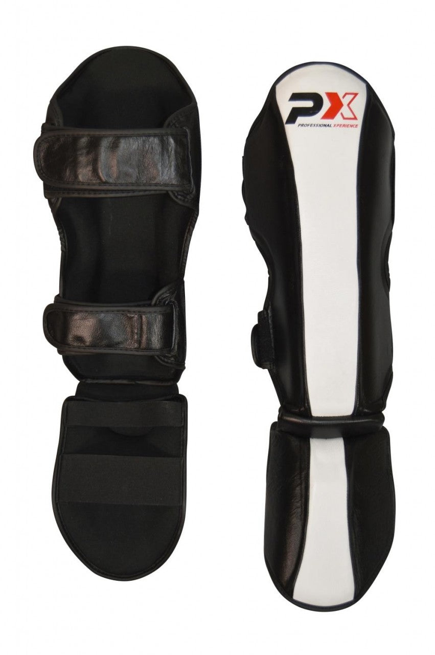 PX FIGHT Schienbein-Spannschutz, Leder - Karate, Taekwondo, Kickboxen - Kampfsport Schützer
