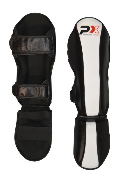 PX FIGHT Schienbein-Spannschutz, Leder - Karate, Taekwondo, Kickboxen - Kampfsport Schützer