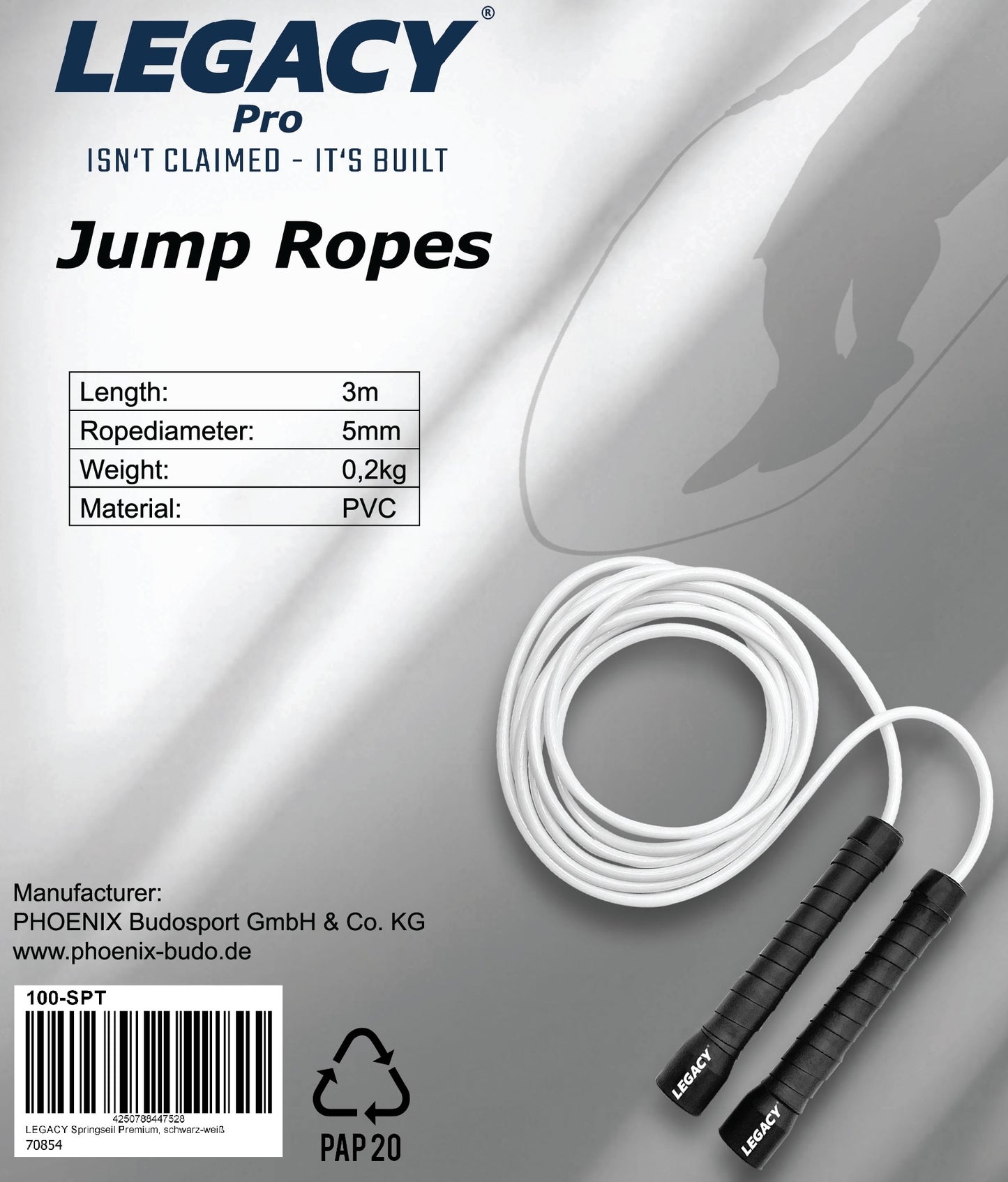LEGACY Pro Jump Rope, Performance Springseil, Länge 3 m (anpassbar), Rutschfester Griff