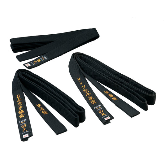 Kaiten Karategürtel Schwarz - 4 cm Breit - Schwarzgurt Baumwolle - Länge 275 bis 350 cm
