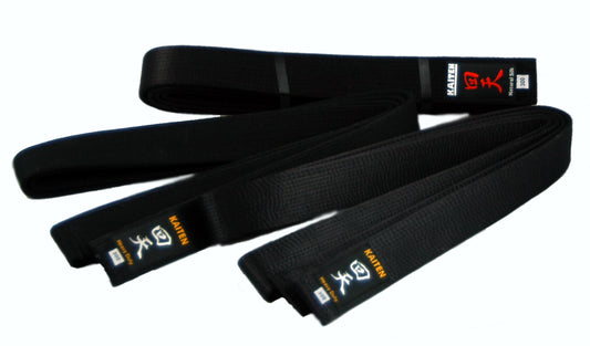 Kaiten Karategürtel Schwarz extra dick - 4,5 cm Breit - Schwarzgurt Naturseide - Länge 275 bis 350 cm