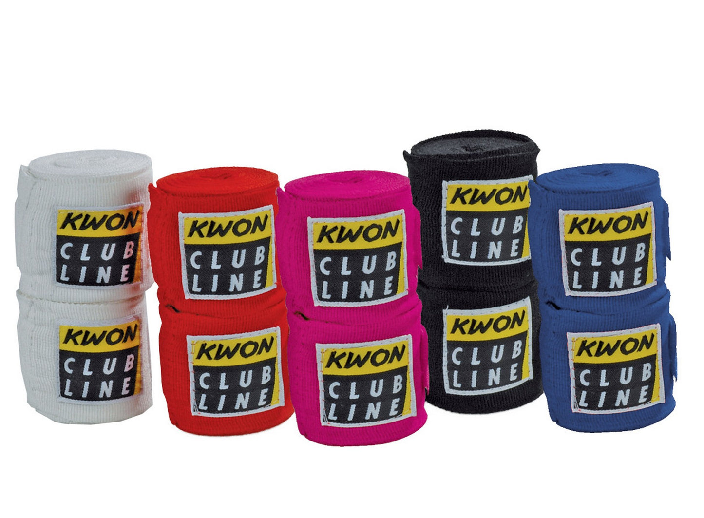 KWON (R) Boxbandagen unelastisch 2,5 m (Paar) mit Daumenschlaufe (Schwarz, Weiß, Rot, Blau, Pink)