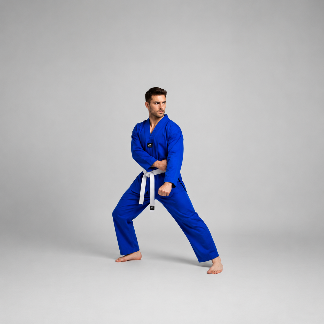 PX Kampfsport Anzug Blau - Color Edition V-Revers 8 oz
