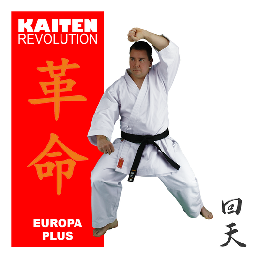 KAITEN Karateanzug Europa PLUS - Karate Gi weiß 11 oz Baumwolle - Weiter Schnitt - Hose mit Zugverschluss