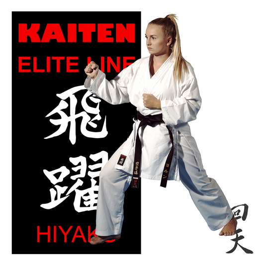 KAITEN Kumite Karateanzug Hiyaku WKF - Karate Gi weiß 6 oz - Hose mit Gummizug