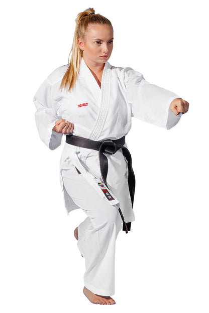 KAITEN Kumite Karateanzug Hiyaku WKF - Karate Gi weiß 6 oz - Hose mit Gummizug