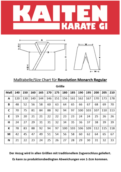 KAITEN Karateanzug Monarch REGULAR - Karate Gi weiß 14 oz Baumwolle - Hose mit Zugverschluss