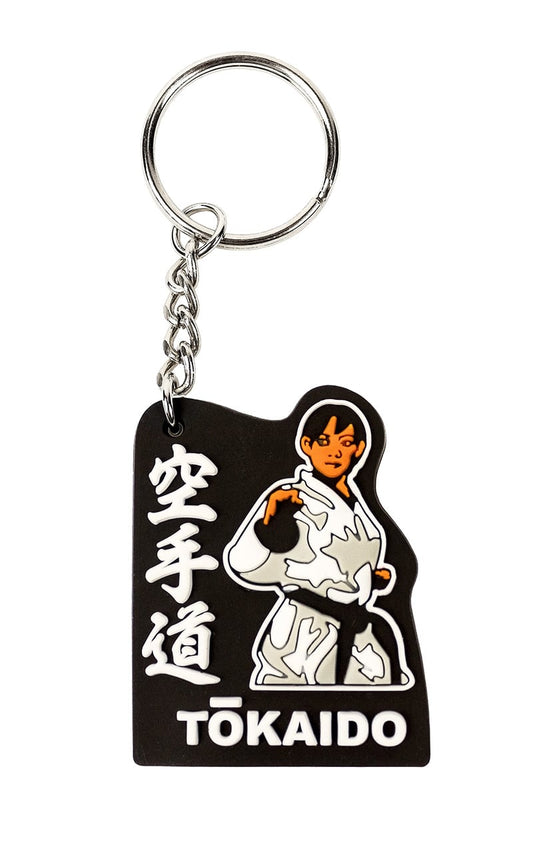 Karate Schlüsselanhänger 8 cm, TOKAIDO Karate 3D schwarz-weiß