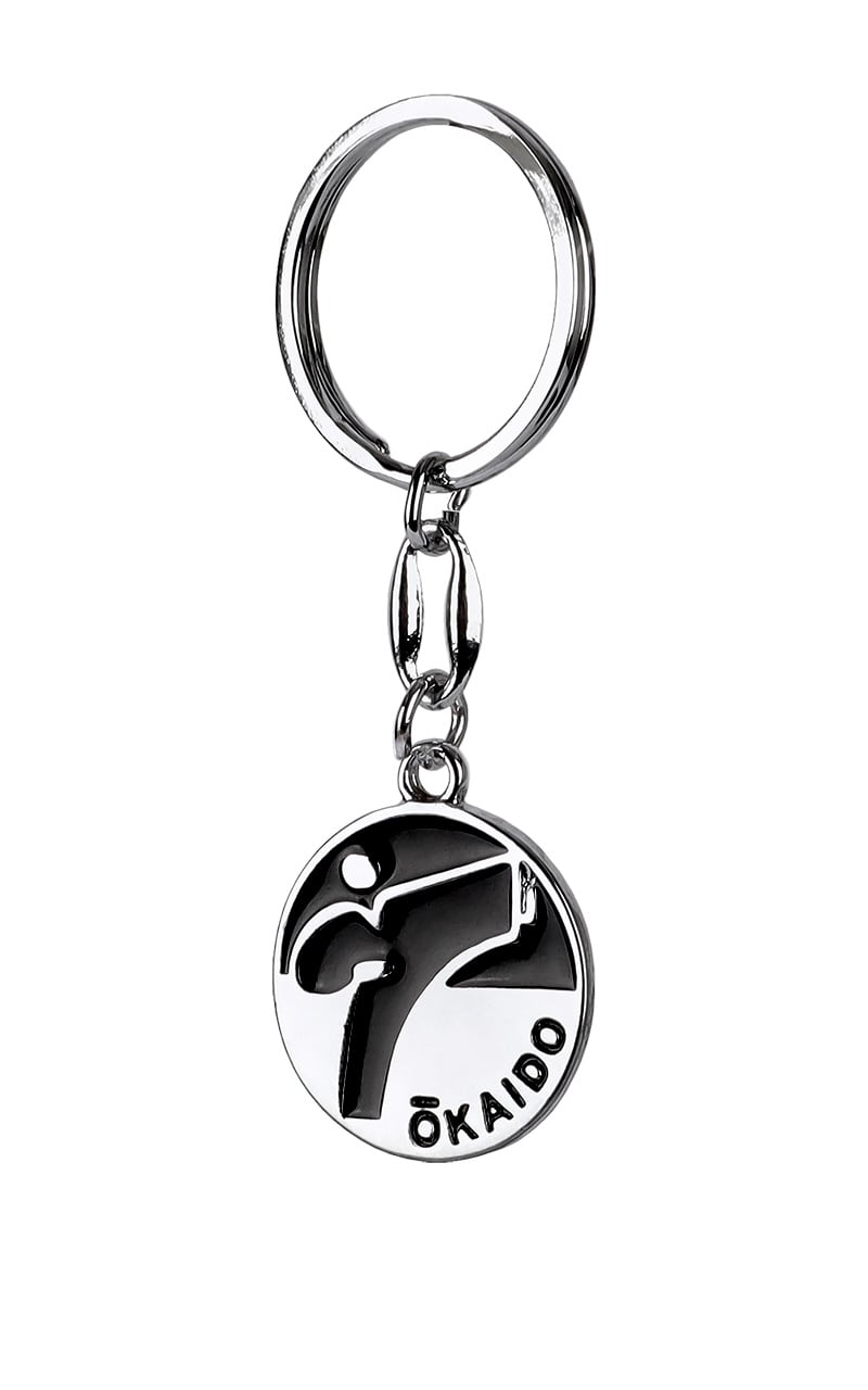 Karate Schlüsselanhänger 8 cm, TOKAIDO Kickman, metall, silber-schwarz