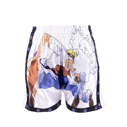 Anime Athletics Muay Thai Shorts HEARTBEAT weiß-schwarz - Thaibox Hose breiter Bund