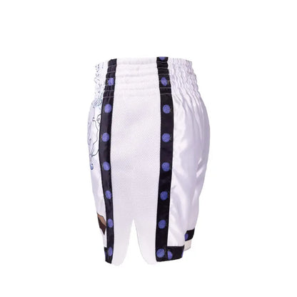 Anime Athletics Muay Thai Shorts HEARTBEAT weiß-schwarz - Thaibox Hose breiter Bund