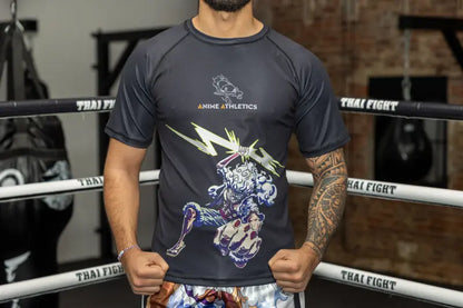 Anime Athletics Rashguard KAMINARI schwarz-weiß Kurzarm Shirt - Jiu Jitsu MMA