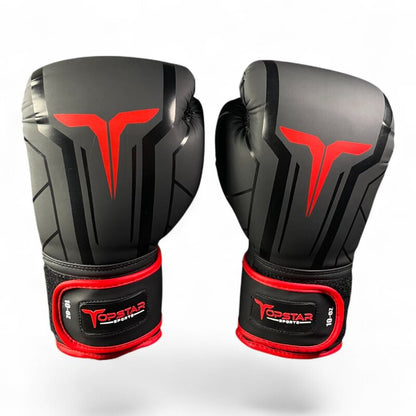 Boxhandschuhe POWER PUNCH, schwarz-rot, Premium Kunstleder