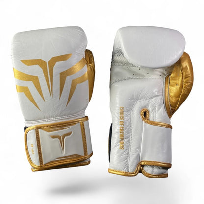 Boxhandschuhe WHITE DIAMOND, weiß-gold, Premium Leder
