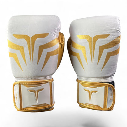 Boxhandschuhe WHITE DIAMOND, weiß-gold, Premium Leder