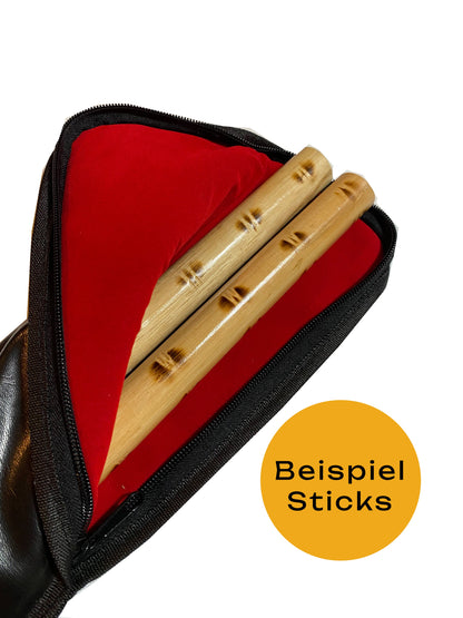 SET Escrima Stock Rattan mit Waffentasche - Stick 65 cm Holz hell - Glatt geschliffen ohne Außenschale