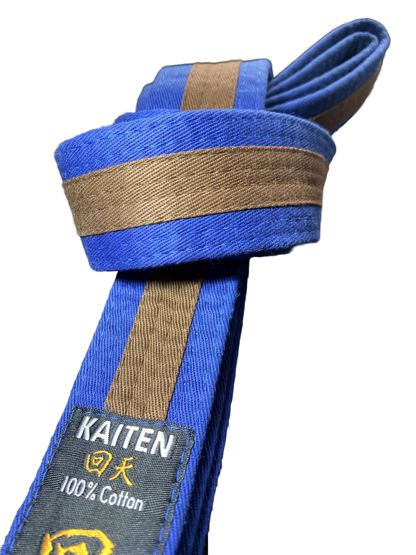Kaiten Karategürtel Blau-Braun - 4 cm Breit - Farbgürtel 2-farbig Mittelstreifen - Länge 230 bis 325 cm