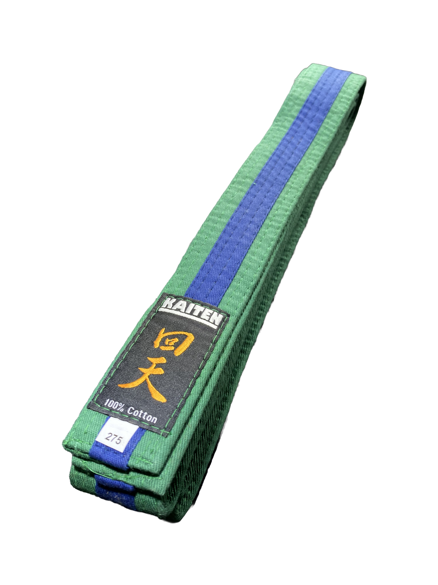 Kaiten Karategürtel Grün-Blau - 4 cm Breit - Farbgürtel 2-farbig Mittelstreifen - Länge 230 bis 325 cm