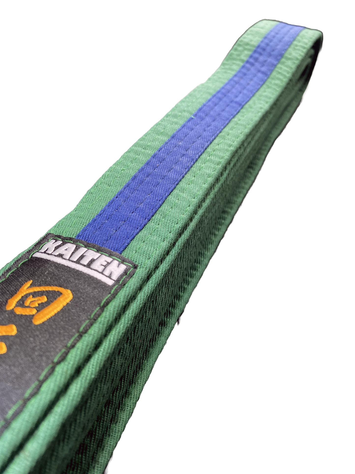 Kaiten Karategürtel Grün-Blau - 4 cm Breit - Farbgürtel 2-farbig Mittelstreifen - Länge 230 bis 325 cm