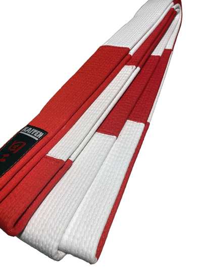 Kaiten Karate Dan-Gürtel rot-weiß, extra dick - 4,5 cm Breit - Großmeister Gürtel Baumwolle - Länge 275 bis 350 cm