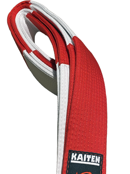 Kaiten Karate Dan-Gürtel rot-weiß, extra dick - 4,5 cm Breit - Großmeister Gürtel Baumwolle - Länge 275 bis 350 cm