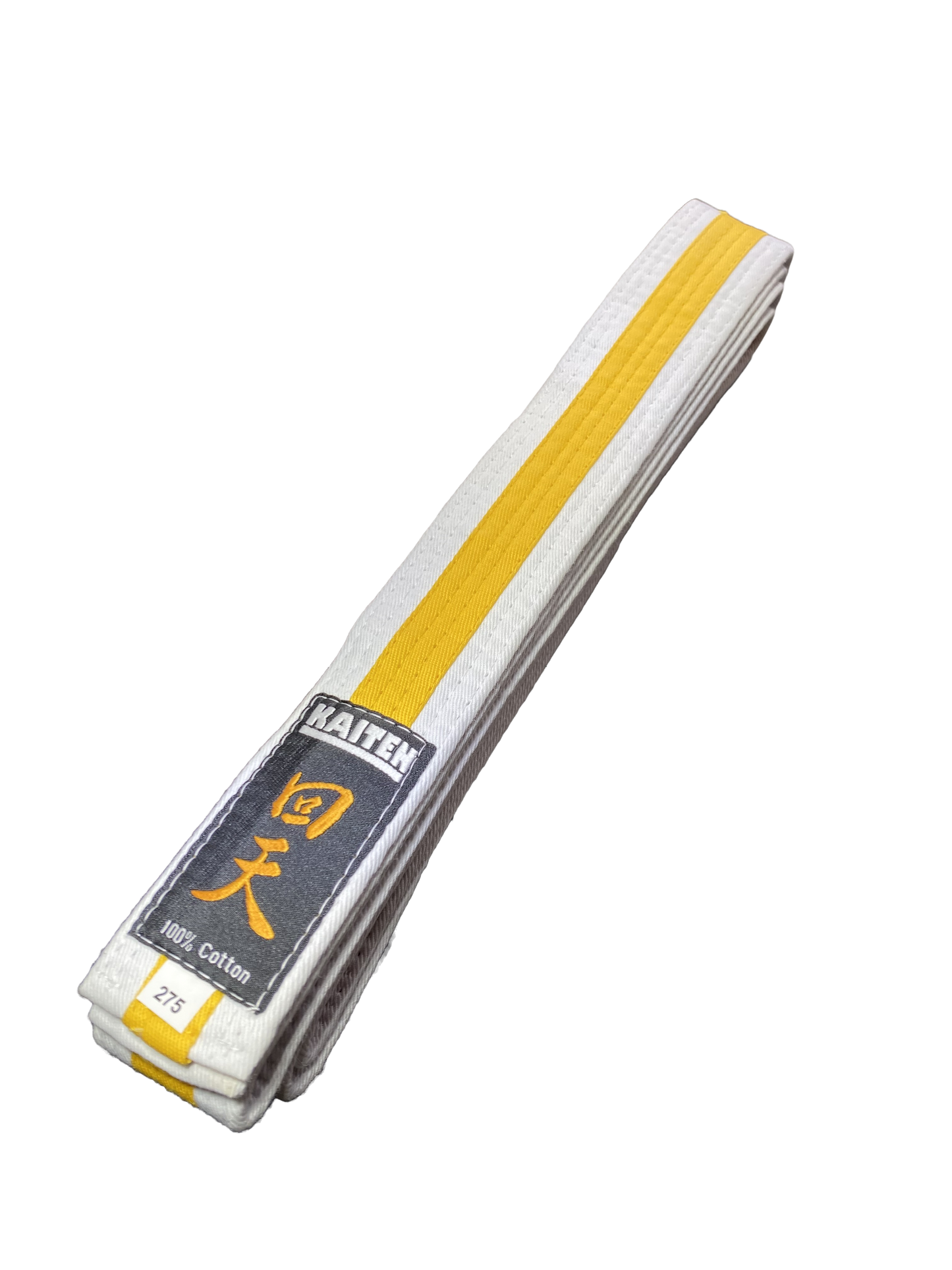 Kaiten Karategürtel Weiß-Gelb - 4 cm Breit - Farbgürtel 2-farbig Mittelstreifen - Länge 230 bis 325 cm