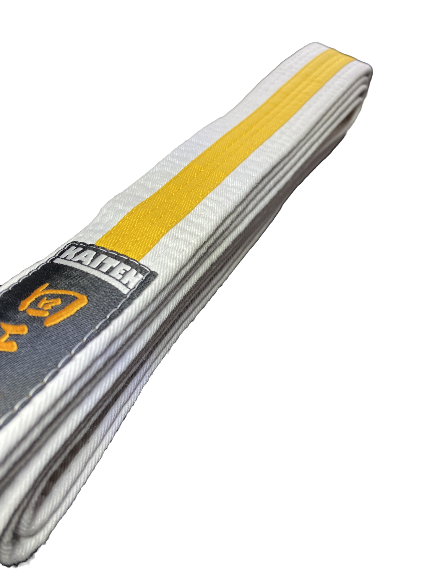 Kaiten Karategürtel Weiß-Gelb - 4 cm Breit - Farbgürtel 2-farbig Mittelstreifen - Länge 230 bis 325 cm
