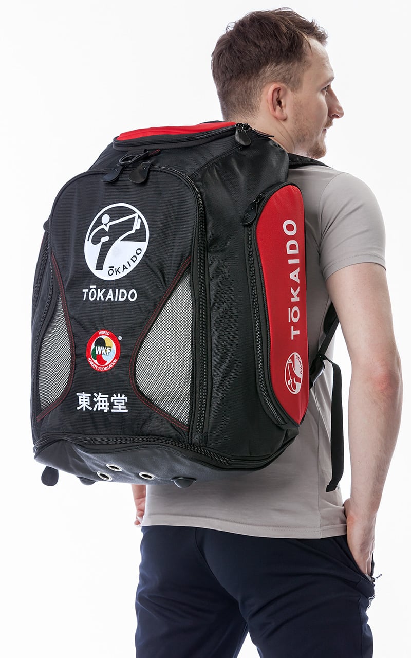 Karate Multifunktionstasche, TOKAIDO Monster Bag PRO, Farbe schwarz / rot Rucksack