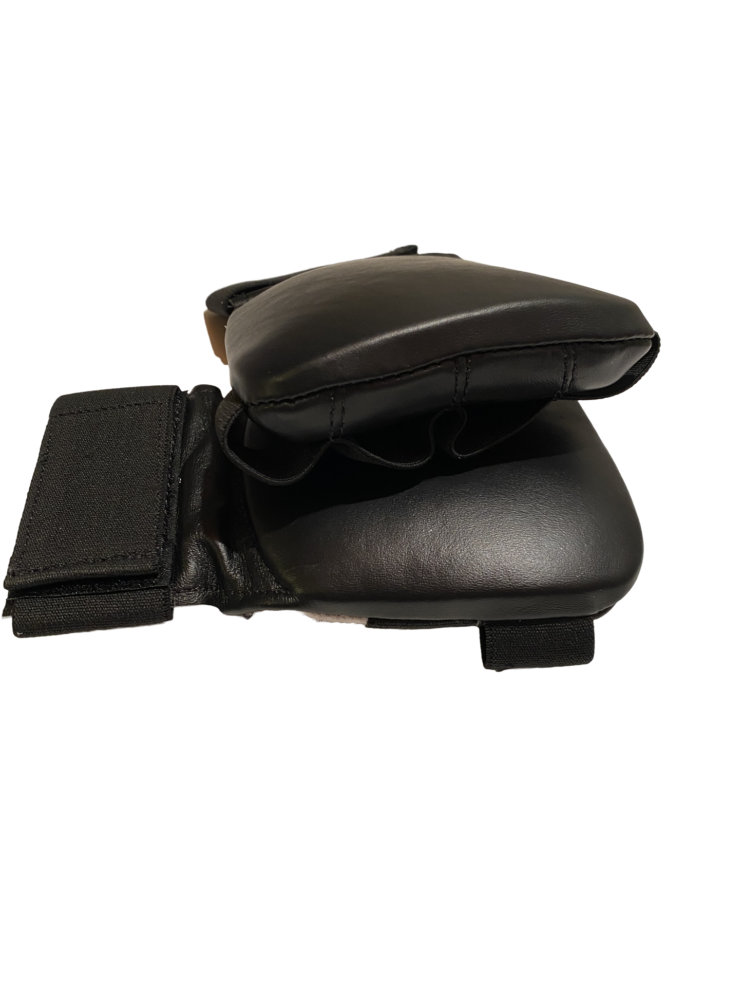 TEKKA BUDO Karate Faustschützer flach schwarz - Hand Mitt Echtleder - Fingerschlaufen mit Elastikband