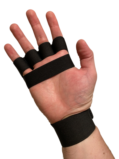 TEKKA BUDO Karate Faustschützer flach schwarz - Hand Mitt Echtleder - Fingerschlaufen mit Elastikband