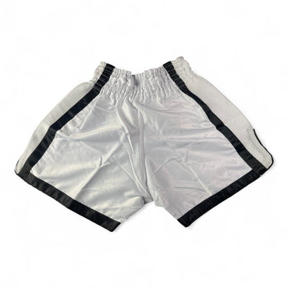 Kick-Thai-Box Shorts SNOWFALL Satin, weiß - Kickboxen Thaiboxen Hose kurz